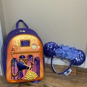 Beauty and the Beast Loungefly Mini Backpack set